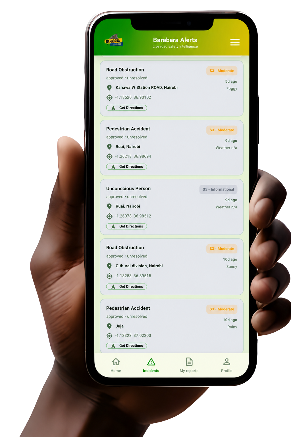 Barabara Alerts phone preview